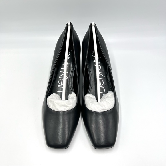 Calvin Klein Womens Alanta 2 Black Leather Square Toe Classic Pumps Heels Shoes - Picture 2 of 14
